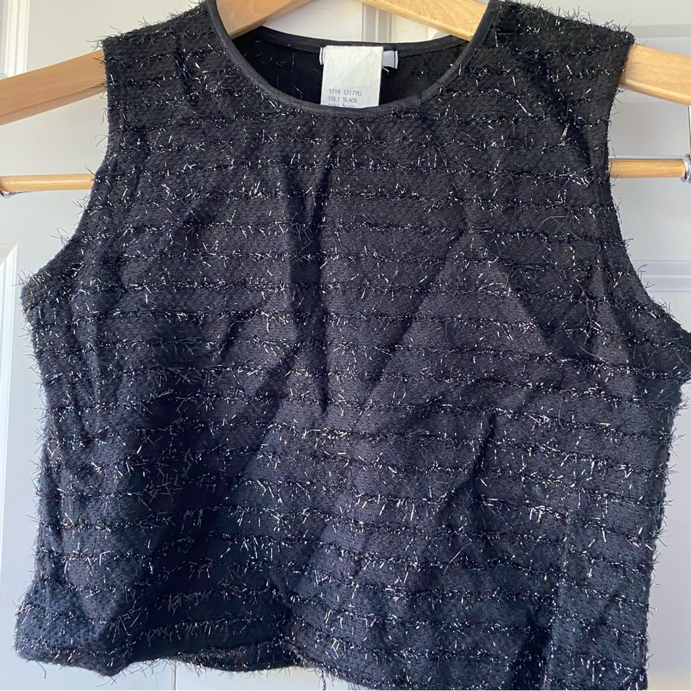 Vintage Black Textured Crop Top